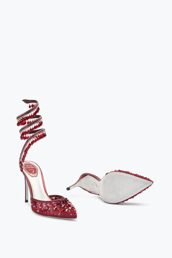 jeweled ljuskrona crystal ruby röd pump 100 rene caovilla