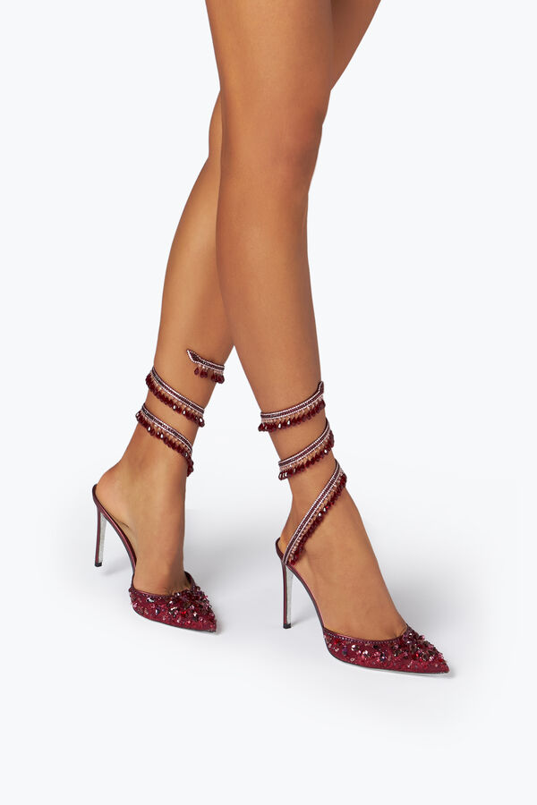 jeweled ljuskrona crystal ruby röd pump 100 rene caovilla