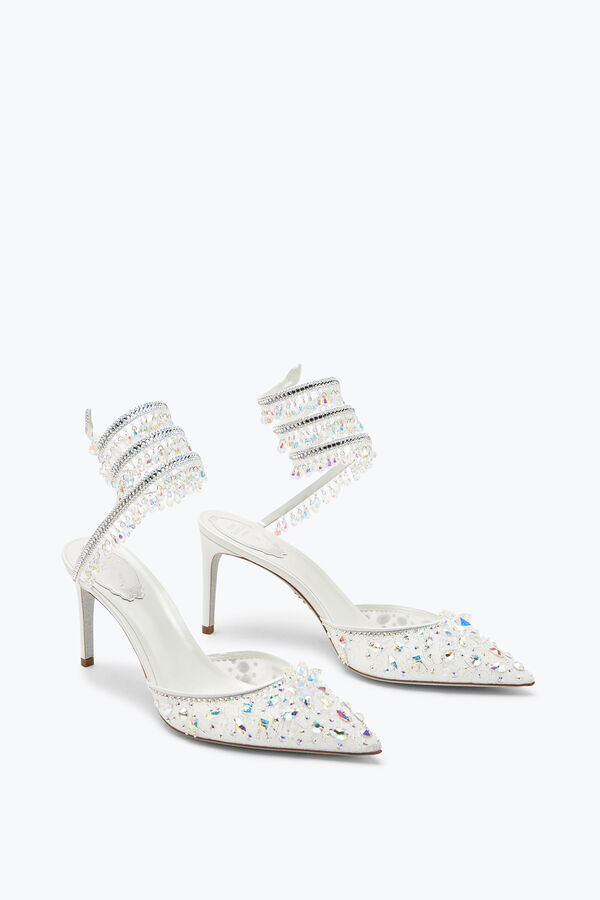 jeweled ljuskrona i vitt pump 80 rene caovilla