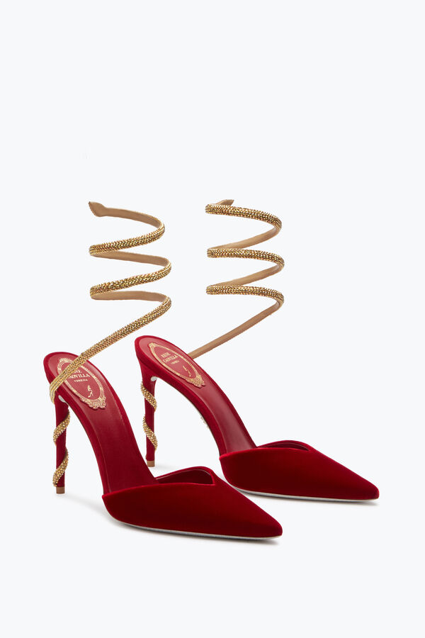 jeweled margot rött och guld pump 105 rene caovilla