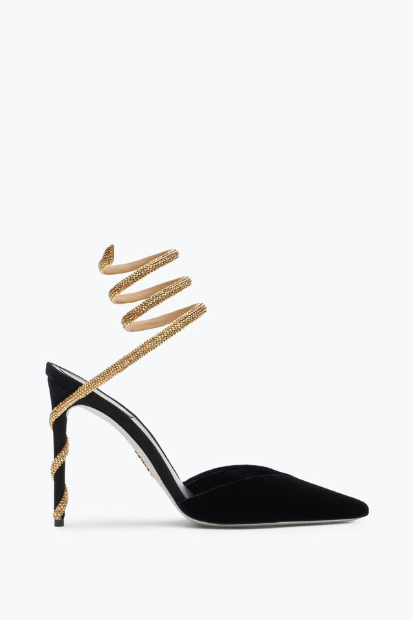 jeweled margot svart och guld pump 105 rene caovilla