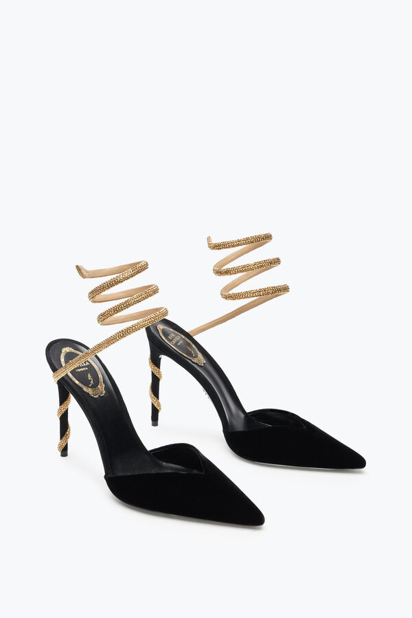 jeweled margot svart och guld pump 105 rene caovilla