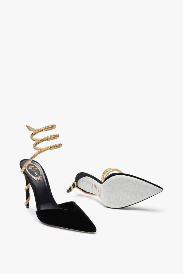 jeweled margot svart och guld pump 105 rene caovilla