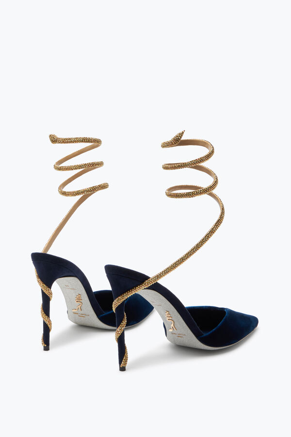 jeweled margot djupa blå slingback pump 105 rene caovilla
