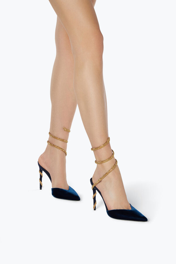 jeweled margot djupa blå slingback pump 105 rene caovilla