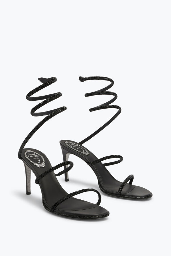 jeweled cleo svart sandal 80 rene caovilla