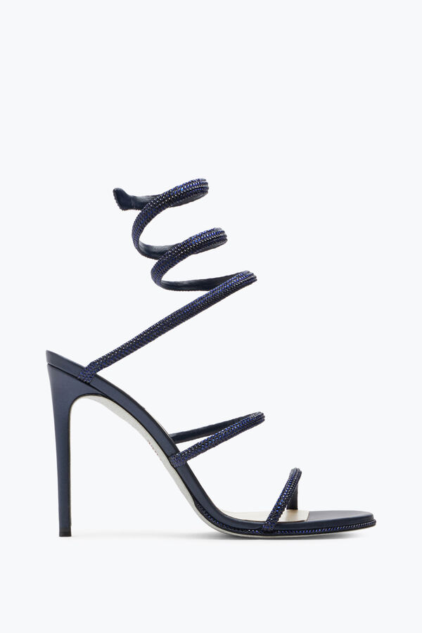 jeweled cleo crystal midnatt blå sandal 105 rene caovilla