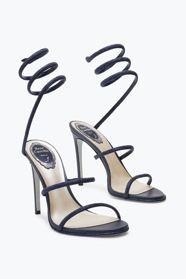 jeweled cleo crystal midnatt blå sandal 105 rene caovilla