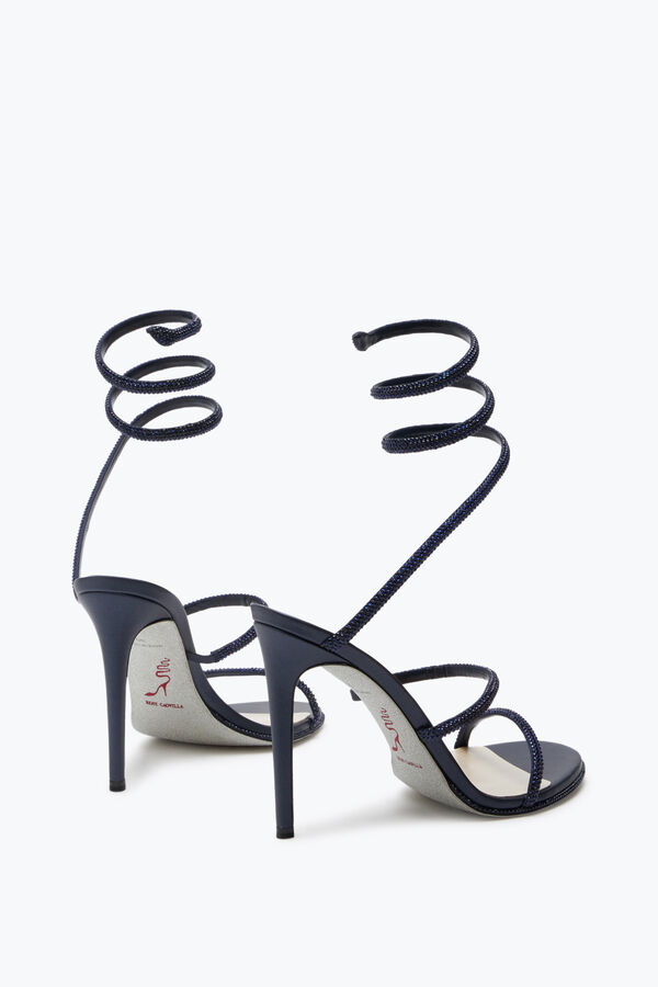 jeweled cleo crystal midnatt blå sandal 105 rene caovilla