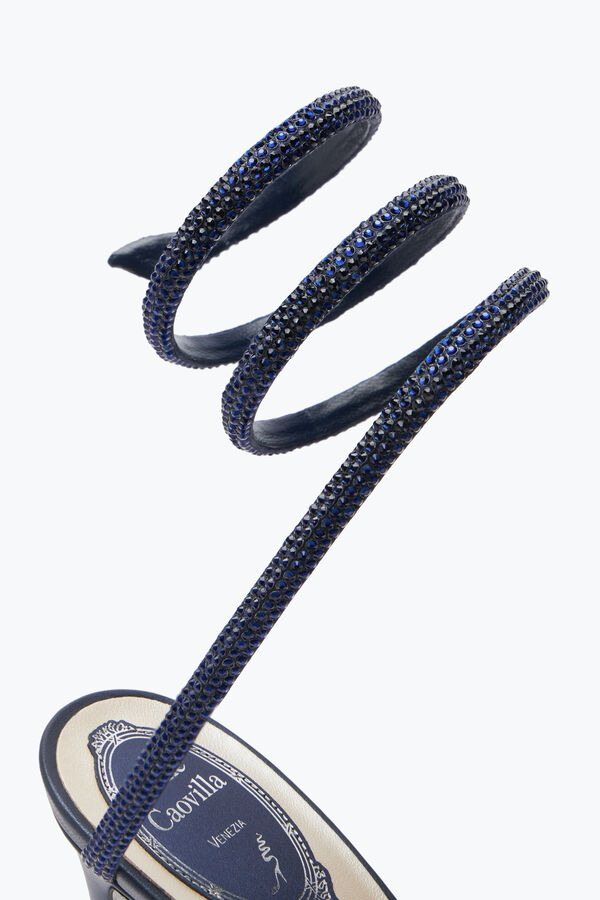 jeweled cleo crystal midnatt blå sandal 105 rene caovilla