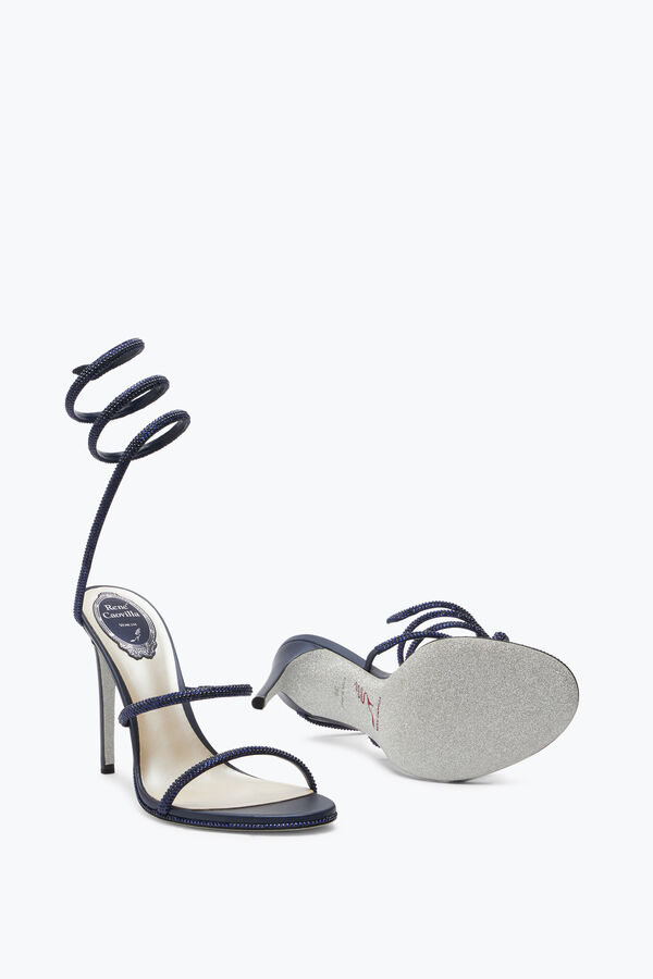 jeweled cleo crystal midnatt blå sandal 105 rene caovilla