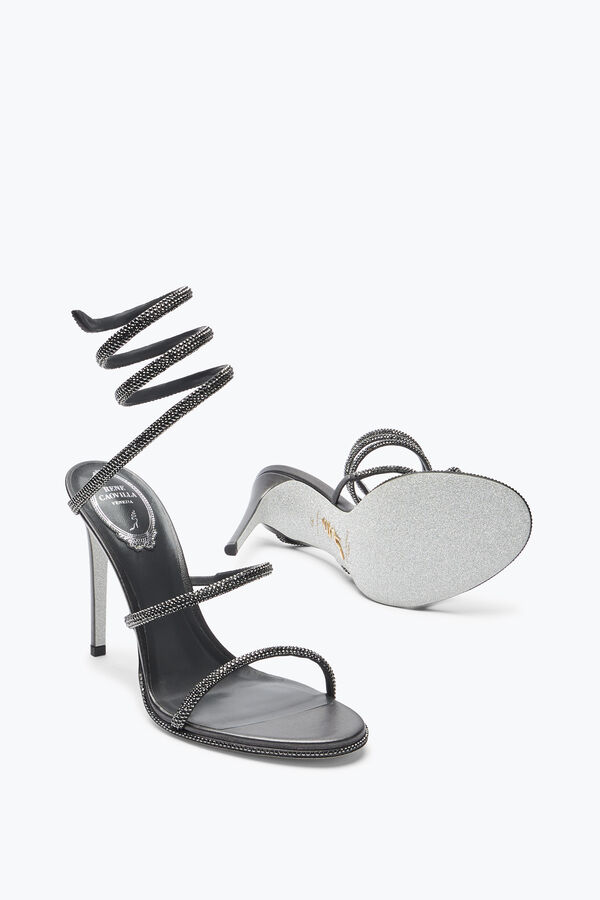 jeweled cleo antracit sandal med kristaller 105 rene caovilla