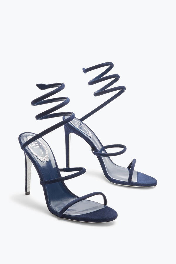 jeweled cleo blå mocka sandal 105 rene caovilla
