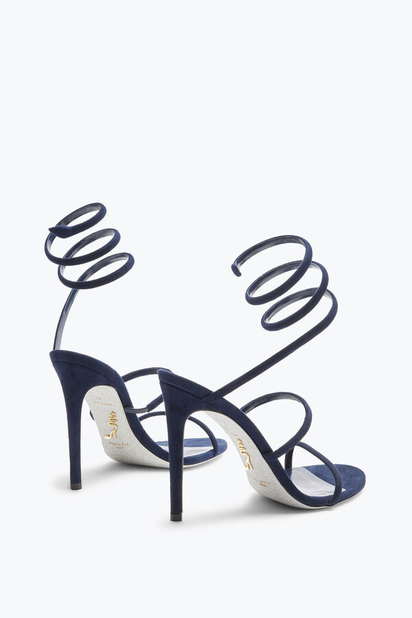 jeweled cleo blå mocka sandal 105 rene caovilla
