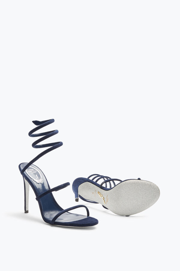 jeweled cleo blå mocka sandal 105 rene caovilla