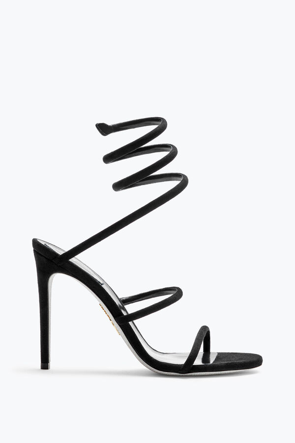 jeweled cleo svart mocka sandal 105 rene caovilla