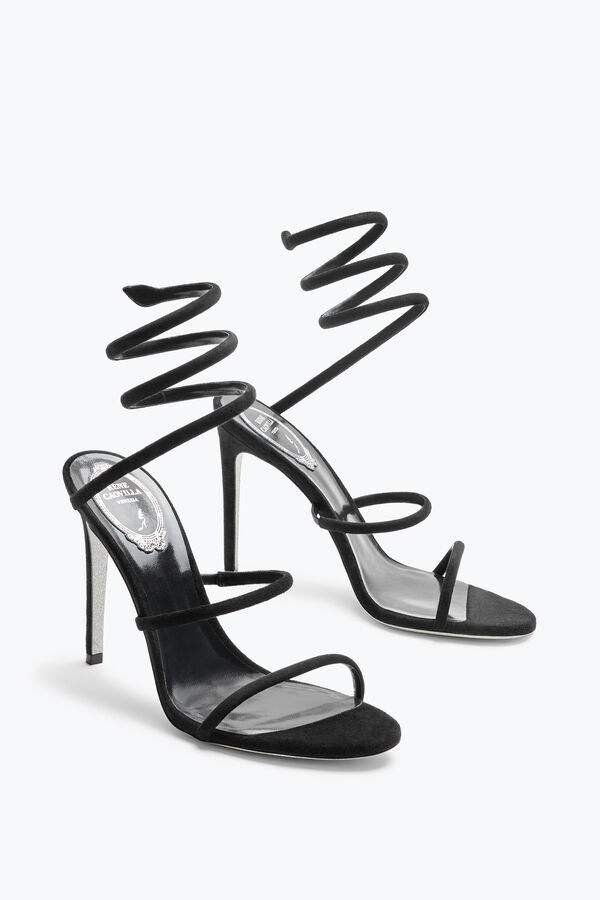 jeweled cleo svart mocka sandal 105 rene caovilla