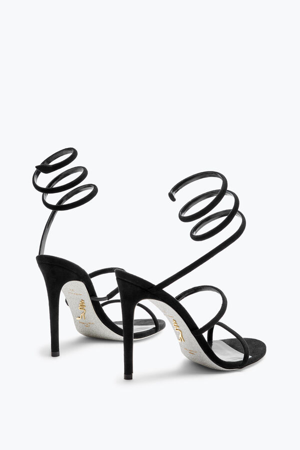 jeweled cleo svart mocka sandal 105 rene caovilla