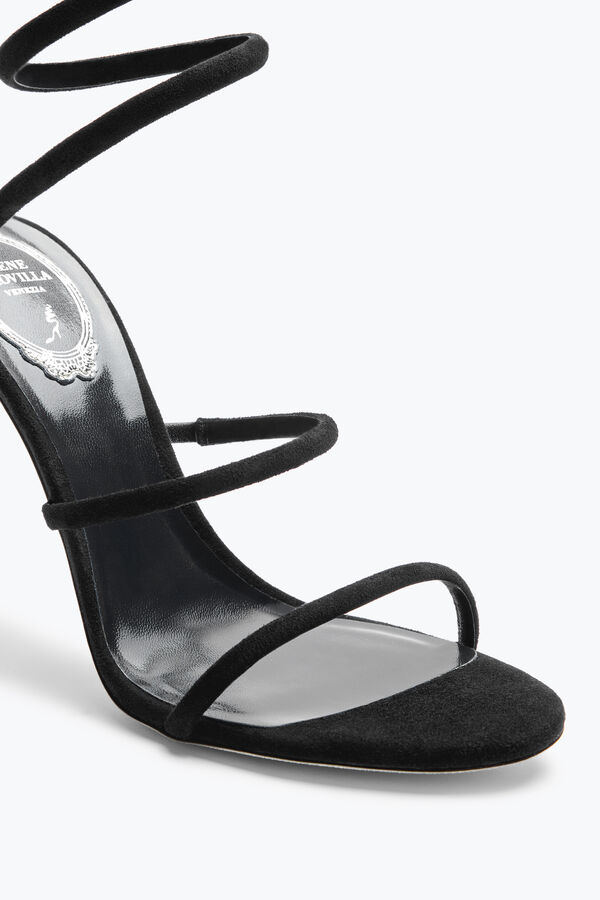 jeweled cleo svart mocka sandal 105 rene caovilla