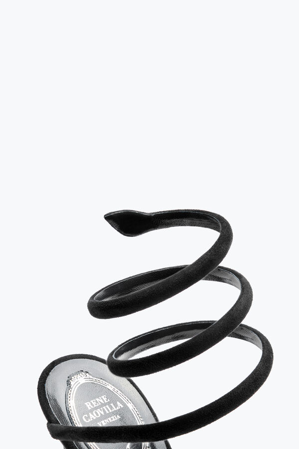 jeweled cleo svart mocka sandal 105 rene caovilla