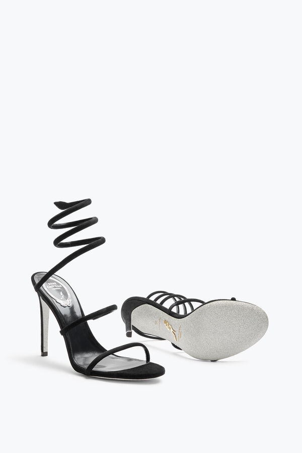 jeweled cleo svart mocka sandal 105 rene caovilla
