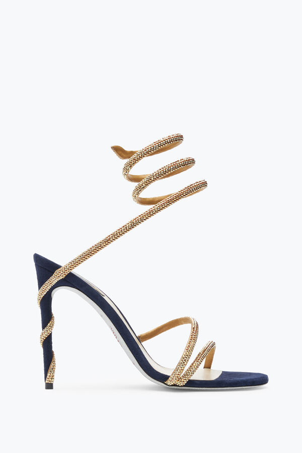 jeweled margot crystal blue-guld sandal 105 rene caovilla