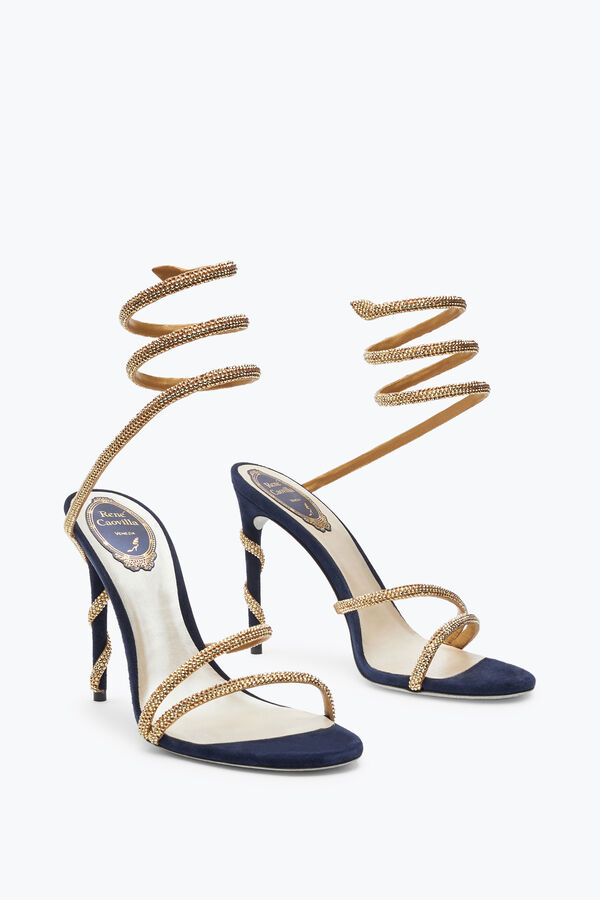 jeweled margot crystal blue-guld sandal 105 rene caovilla