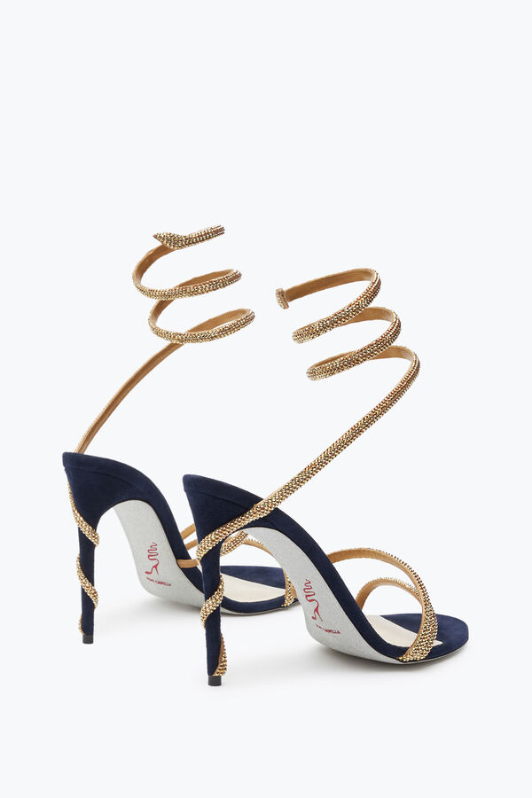 jeweled margot crystal blue-guld sandal 105 rene caovilla