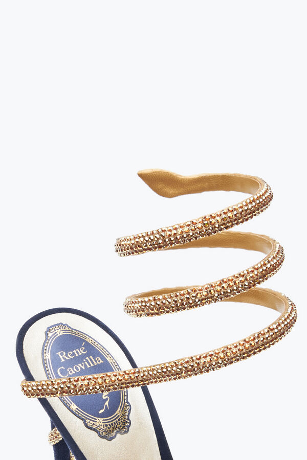 jeweled margot crystal blue-guld sandal 105 rene caovilla