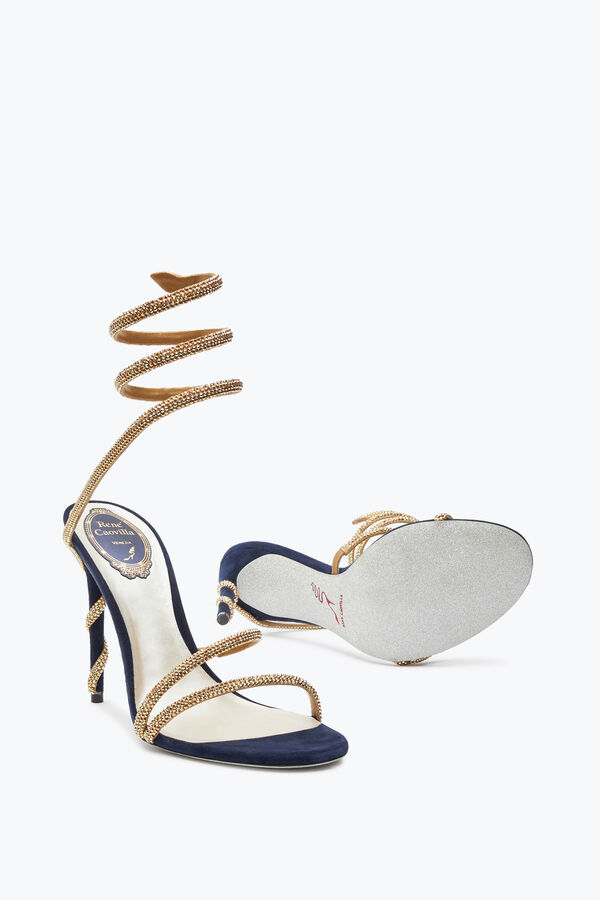 jeweled margot crystal blue-guld sandal 105 rene caovilla