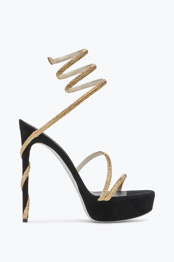 jeweled margot crystal black-gold-plattformen sandalen 130 rene caovilla
