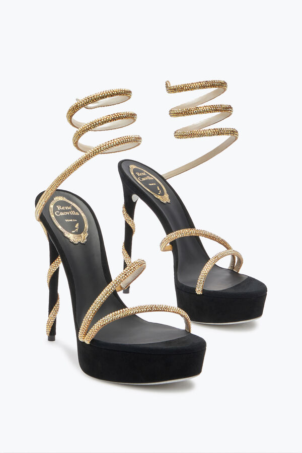 jeweled margot crystal black-gold-plattformen sandalen 130 rene caovilla