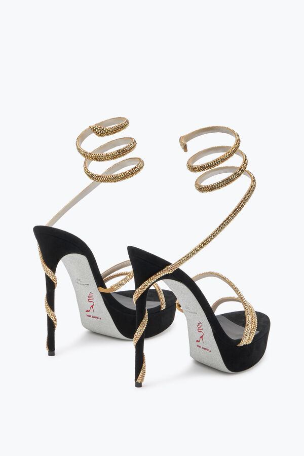 jeweled margot crystal black-gold-plattformen sandalen 130 rene caovilla