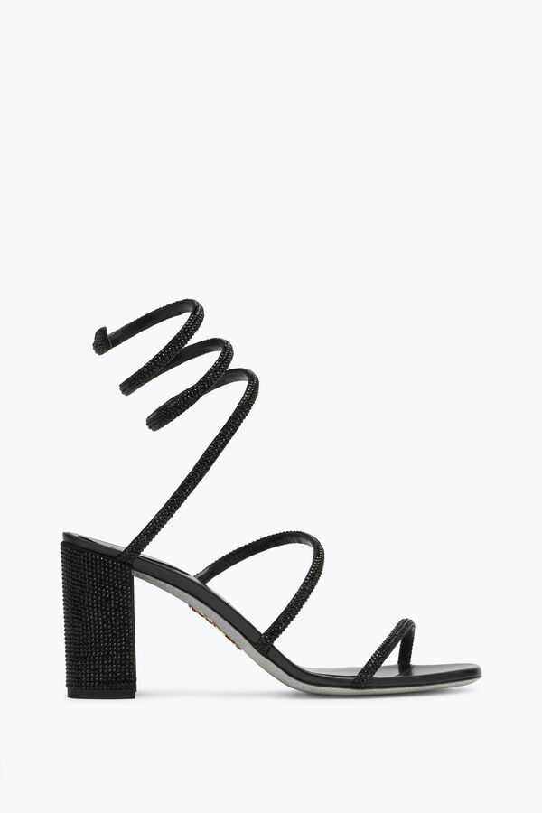 jeweled cleo block-klack kristall svart sandal 80 rene caovilla