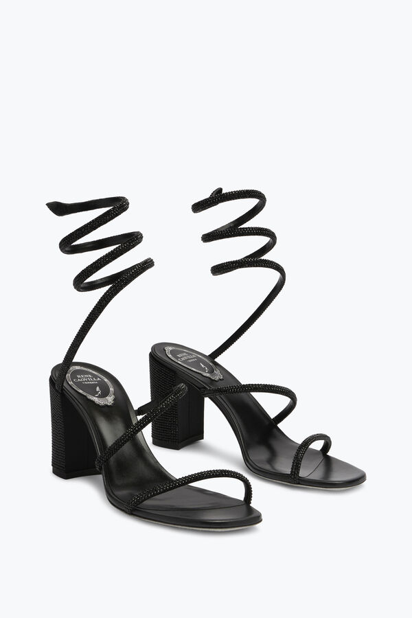 jeweled cleo block-klack kristall svart sandal 80 rene caovilla