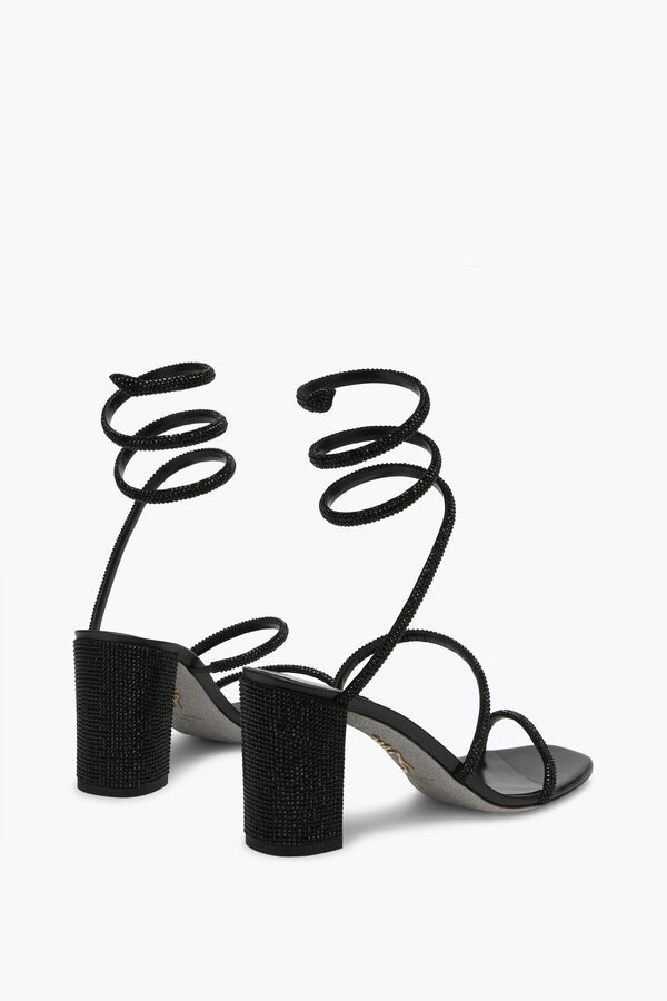 jeweled cleo block-klack kristall svart sandal 80 rene caovilla