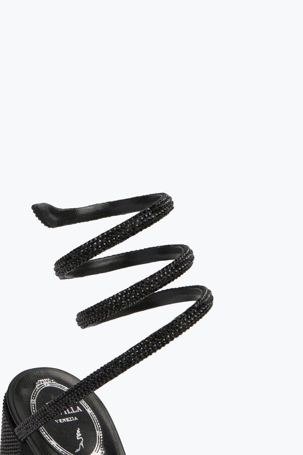 jeweled cleo block-klack kristall svart sandal 80 rene caovilla