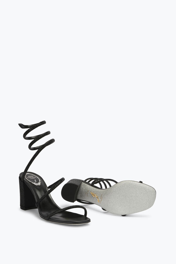 jeweled cleo block-klack kristall svart sandal 80 rene caovilla