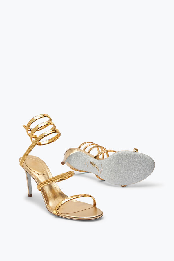 jeweled juniper metalliskt guld sandal 80 rene caovilla