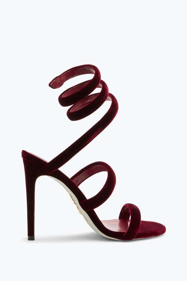jeweled cleo sammet ruby röd sandal 105 rene caovilla