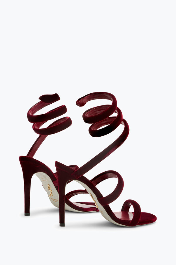 jeweled cleo sammet ruby röd sandal 105 rene caovilla