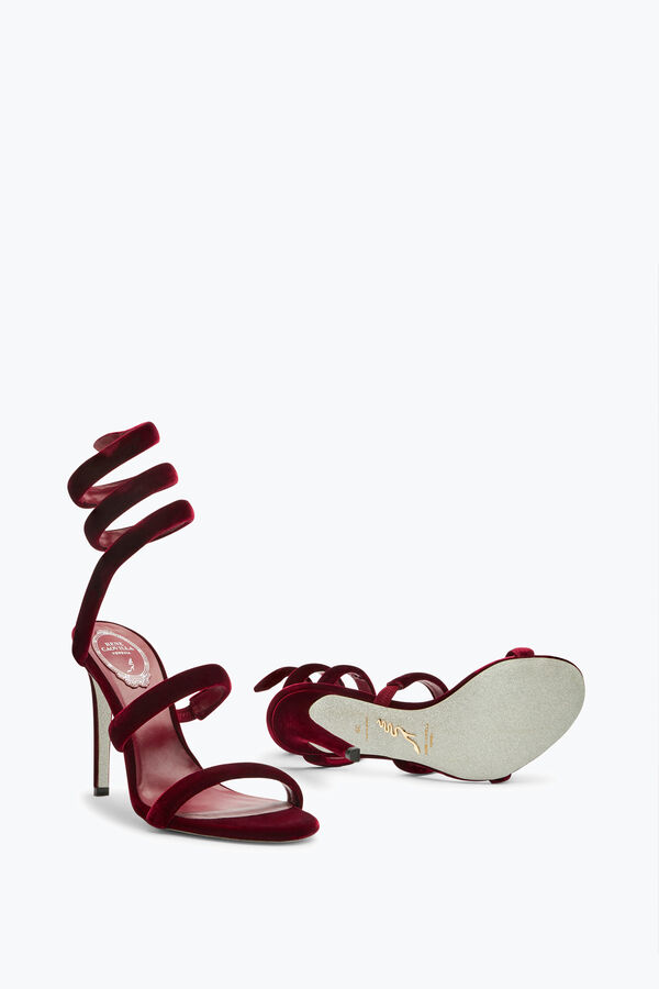 jeweled cleo sammet ruby röd sandal 105 rene caovilla