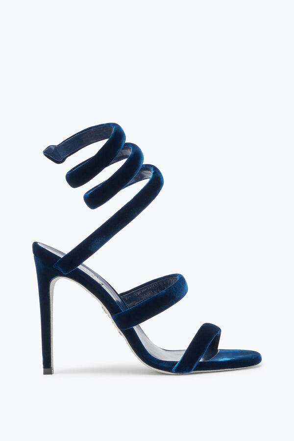 jeweled cleo marinblå sammet sandal 105 rene caovilla