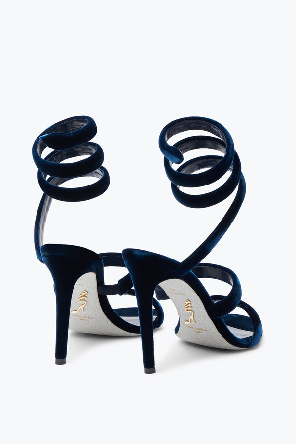 jeweled cleo marinblå sammet sandal 105 rene caovilla