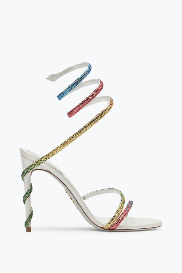 jeweled margot vit sandal med rainbow kristaller 105 rene caovilla