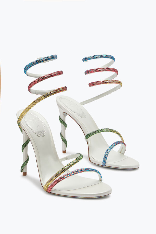jeweled margot vit sandal med rainbow kristaller 105 rene caovilla