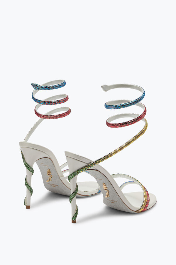 jeweled margot vit sandal med rainbow kristaller 105 rene caovilla