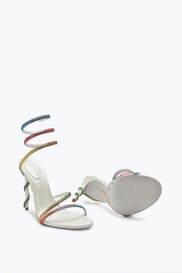 jeweled margot vit sandal med rainbow kristaller 105 rene caovilla