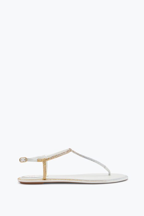 jeweled diana elfenben sandal med guld och silver kristaller 10 rene caovilla