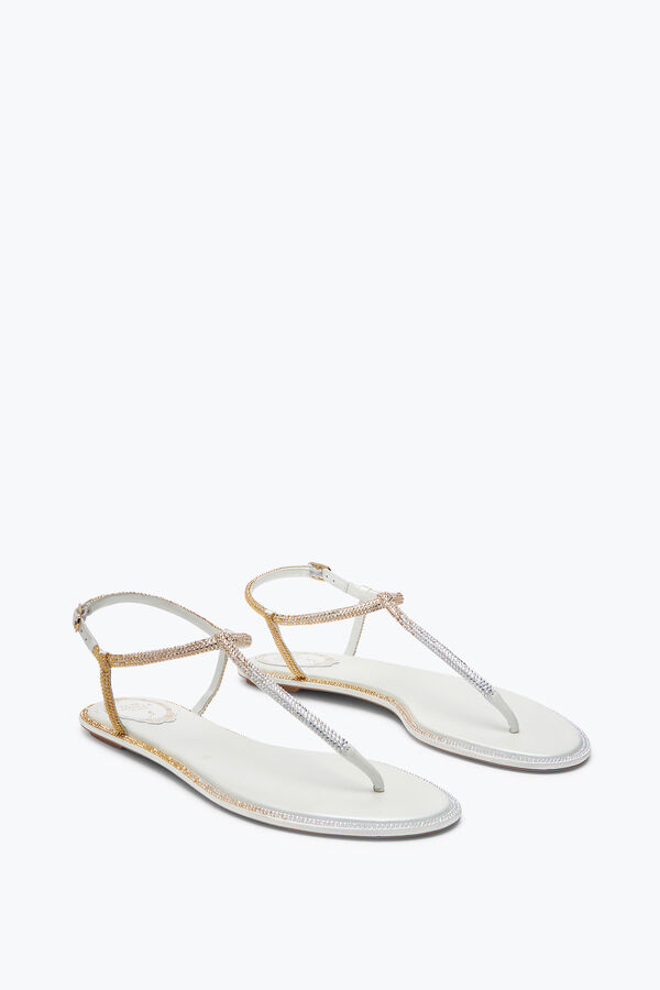 jeweled diana elfenben sandal med guld och silver kristaller 10 rene caovilla